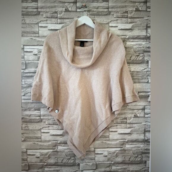 White House Black Market Sweaters - White House Black Market || Beige One Piece Shrug Shawl Poncho- SMALL